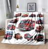 Fire Truck Flannel Blanket Soft Warm All-Season Throw, Design for Camping, Car Travel, Hiking Sofa, Bed, Office Perfect Gift for Parties