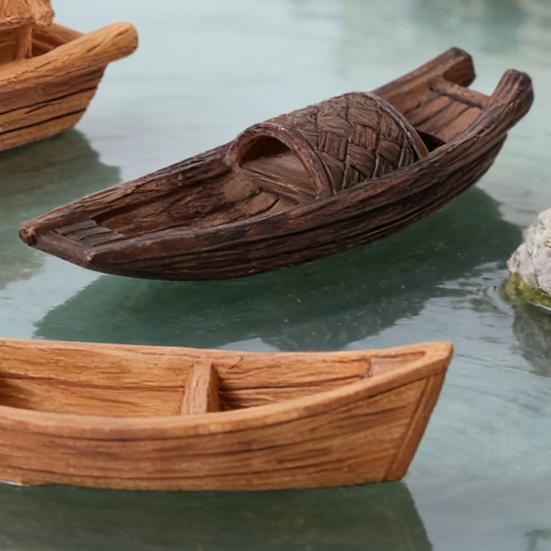 2 Pcs Miniature Boat Figurines for Fairy Garden Accessories, Resin Mini Ship Models for DIY Micro Landscape, Sand Tray, Terrarium, Bonsai Ornament