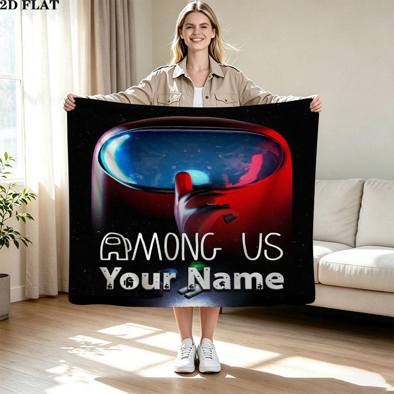 1PC Among Us Custom Name Patterned Flannel Blanket Suitable For All Seasons for Home Decor Warmth and Comfort Gifts Holiday Present