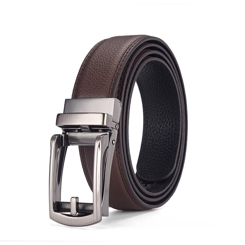 Men's Faux Leather Belt with Automatic Alloy Buckle, Versatile for Suits and Jeans