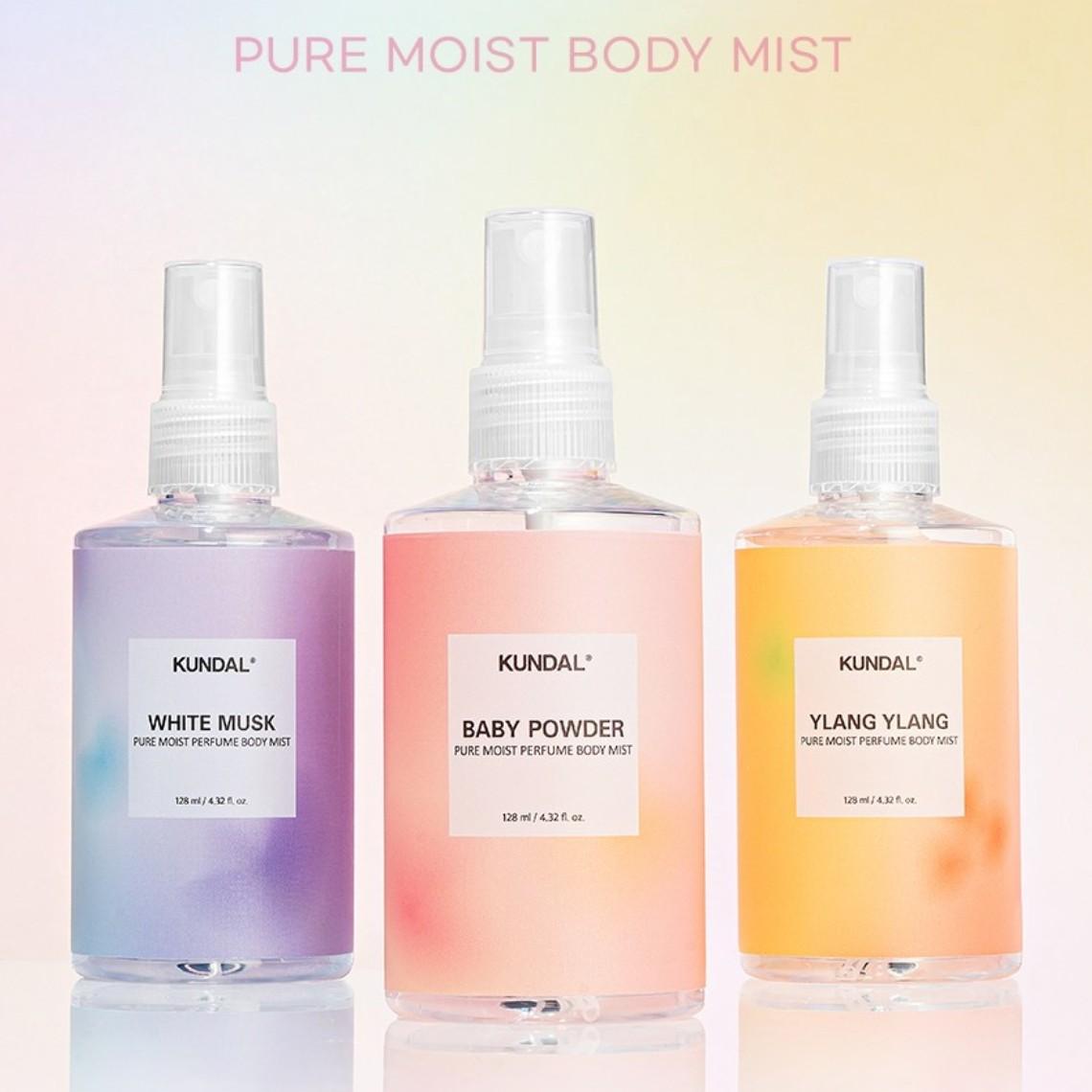 KUNDAL Pure Body Mist 2 pezzi Set Baby Powder 128ml, cosmetici coreani con buona fragranza