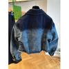 Women's Short Spring/Fall Jacket: Loose-Fit, Casual, Ombré-Effect, Washed Denim Jacket