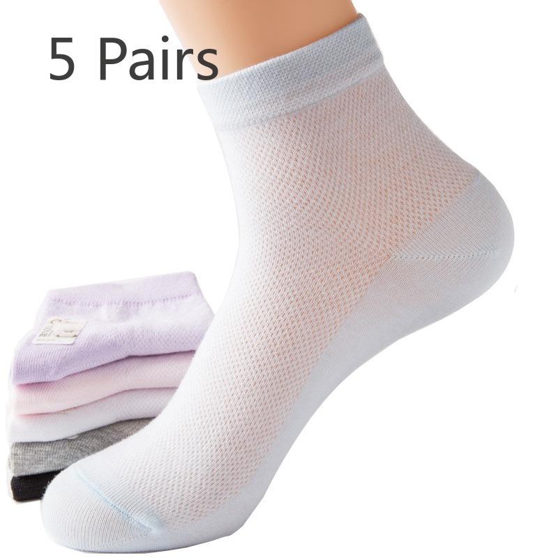 

5 Pairs of Women s Cotton Summer Thin Mesh Mid Tube Socks 5 Pairs світло-синій колір