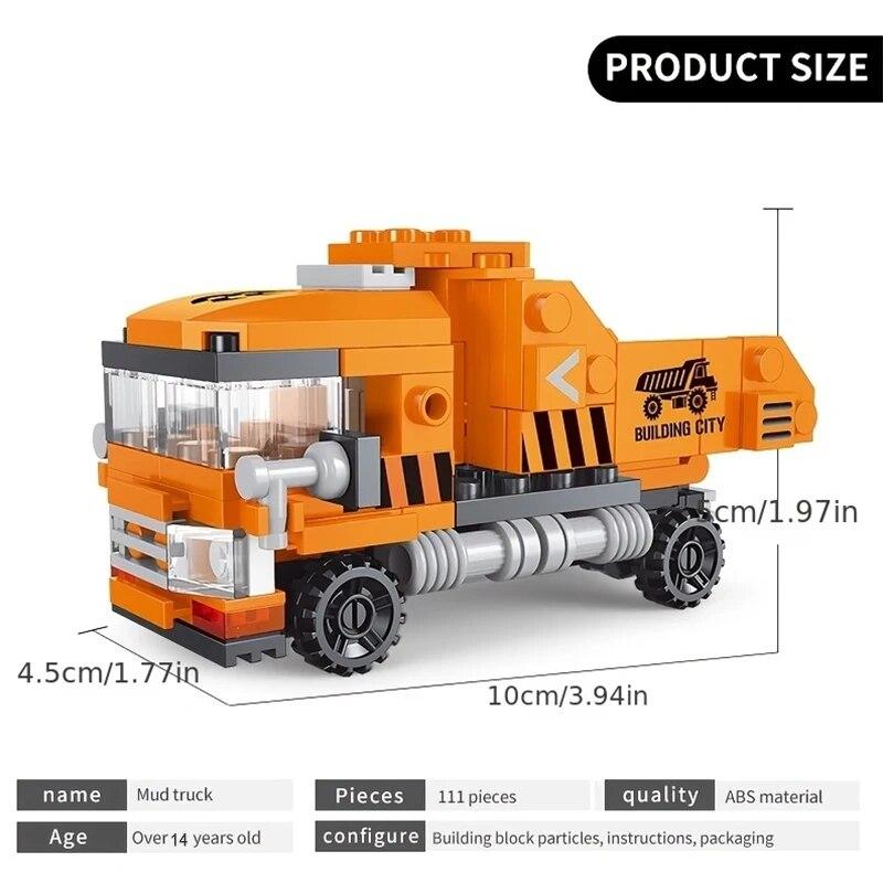 100 + stücke Baustein Kit Spielzeug Schlamm Kopf Auto Spielzeug Geschenk Engineering Serie Auto Kinder erwachsene Glückliches Geschenk