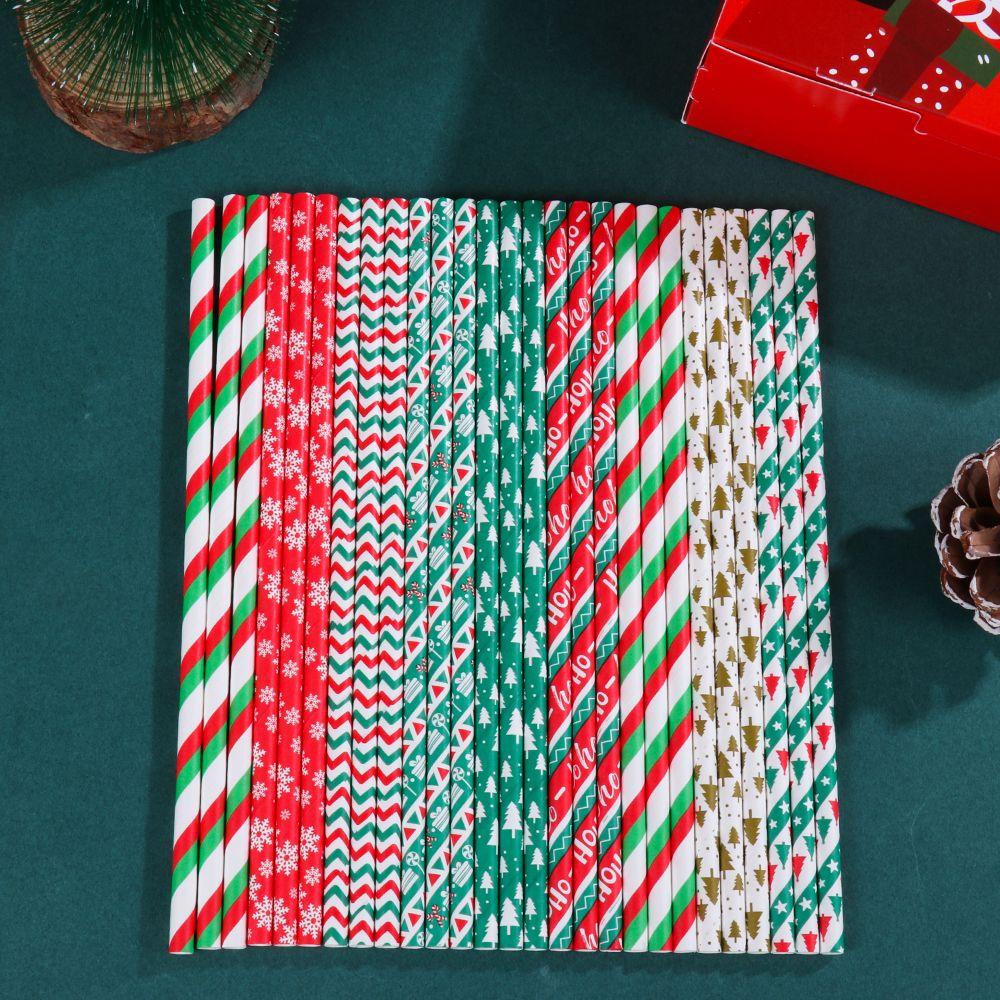 Party Supplies Snowflake Drinking Straw Disposable Christmas Decorations Christmas Paper Straws