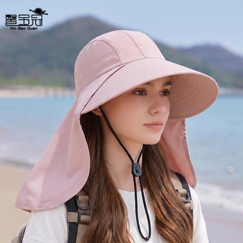 Summer outdoor sun hat children quick drying waterproof big brim bucket hat European and American fashion shawl neck protection sun protection hat