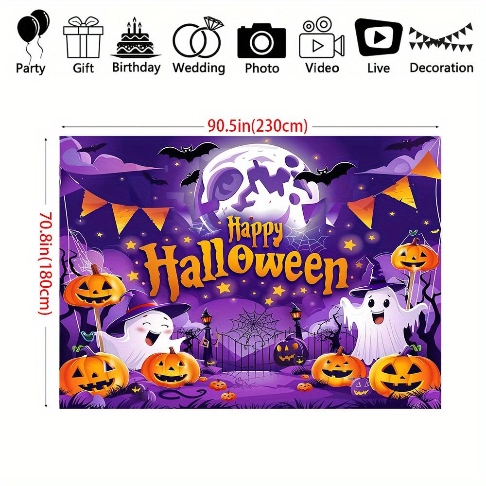 Halloween and Pumpkin Background Cloth, Halloween and Pumpkin Bat Moon Background Cloth