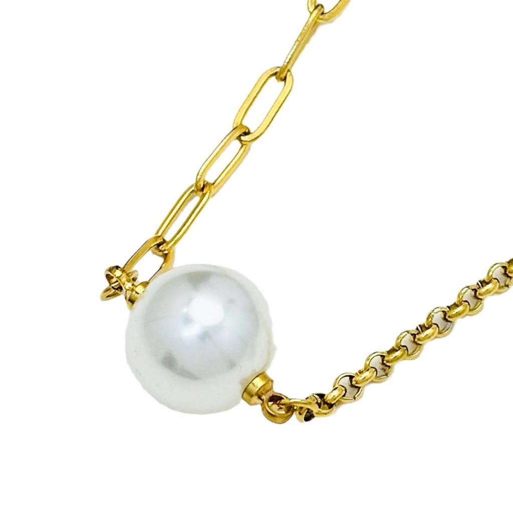 Pearl Oval Gold Bean Titanium Steel Bracelet/Necklace: Women's Fashionable Non-Fading Jewelry with an Internet Celebrity Niche Design.