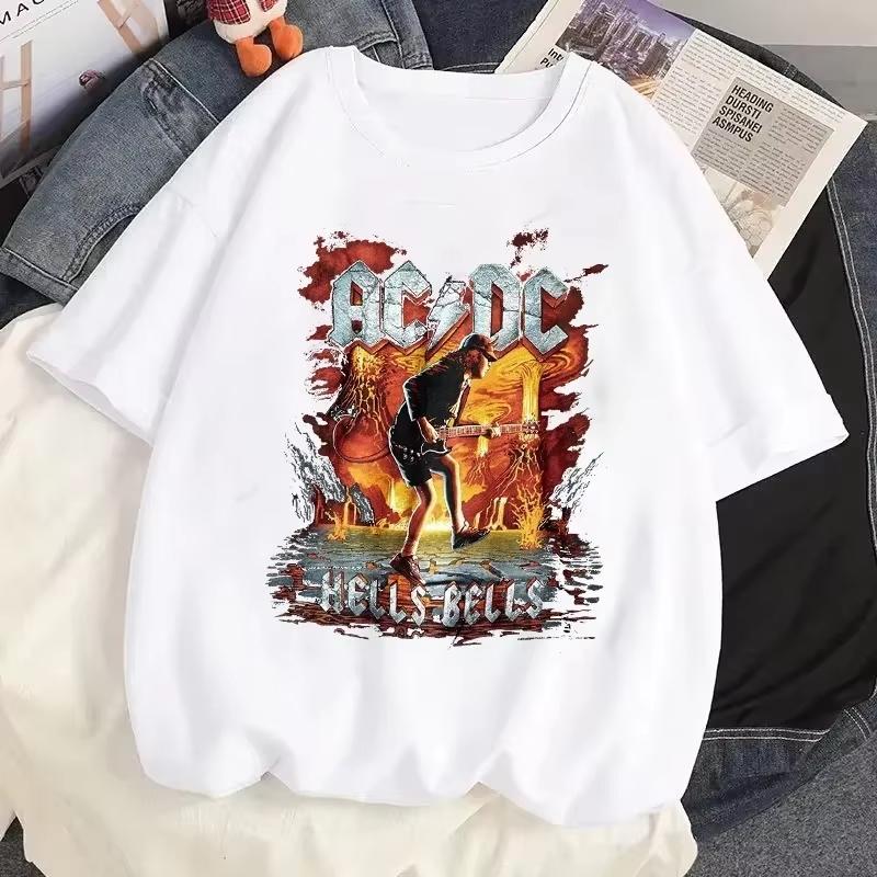 Rock Music ACDC Printed T Shirts DC Graphic Tshirt Men Casual Short Sleeves Streetwear T-shirts Summer Male O-Neck Tops Tees