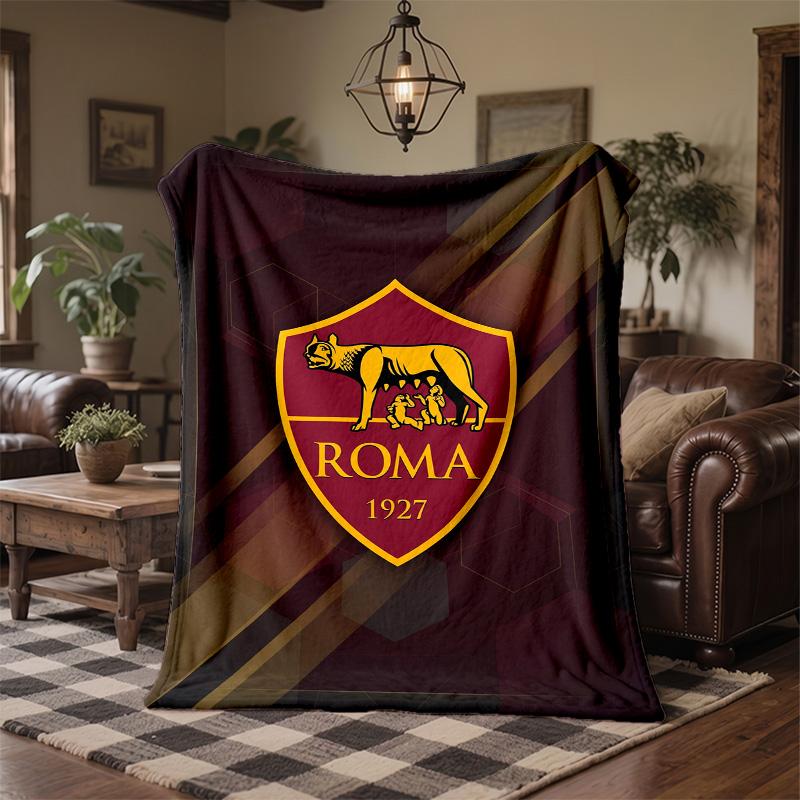Coperta in Pile Tema AS Roma Morbida e Accogliente Coperta in Peluche per Camera da Letto Divano Viaggio