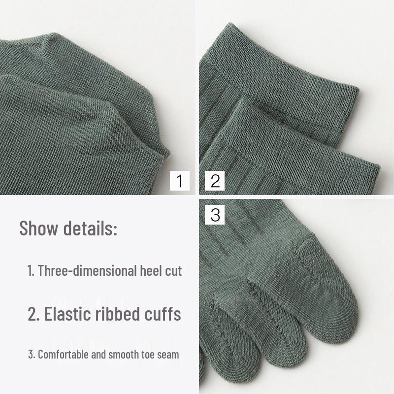 Chaussettes d'orteils rayées en coton respirant pour hommes - Anti-pied d'athlète, chaussettes courtes absorbant la transpiration