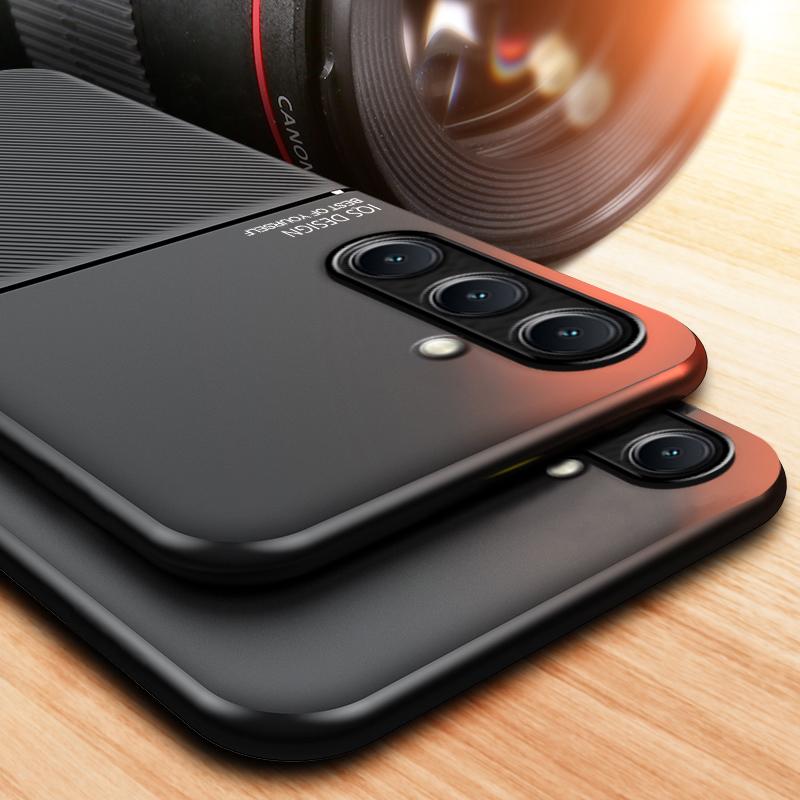 For Galaxy M35 5G Case 6.6'' M356B Leather Texture Car Magnetic Holder Phone Case For Samsung Galaxy M35 5G M 35 Soft Back Cover