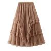 Rock für Damen Lässig Vielseitig Elastisch Hohe Taille Lange Lockere Hose Übergröße Doppellagig Verdickt Dehnbar Schlank Chiffonrock