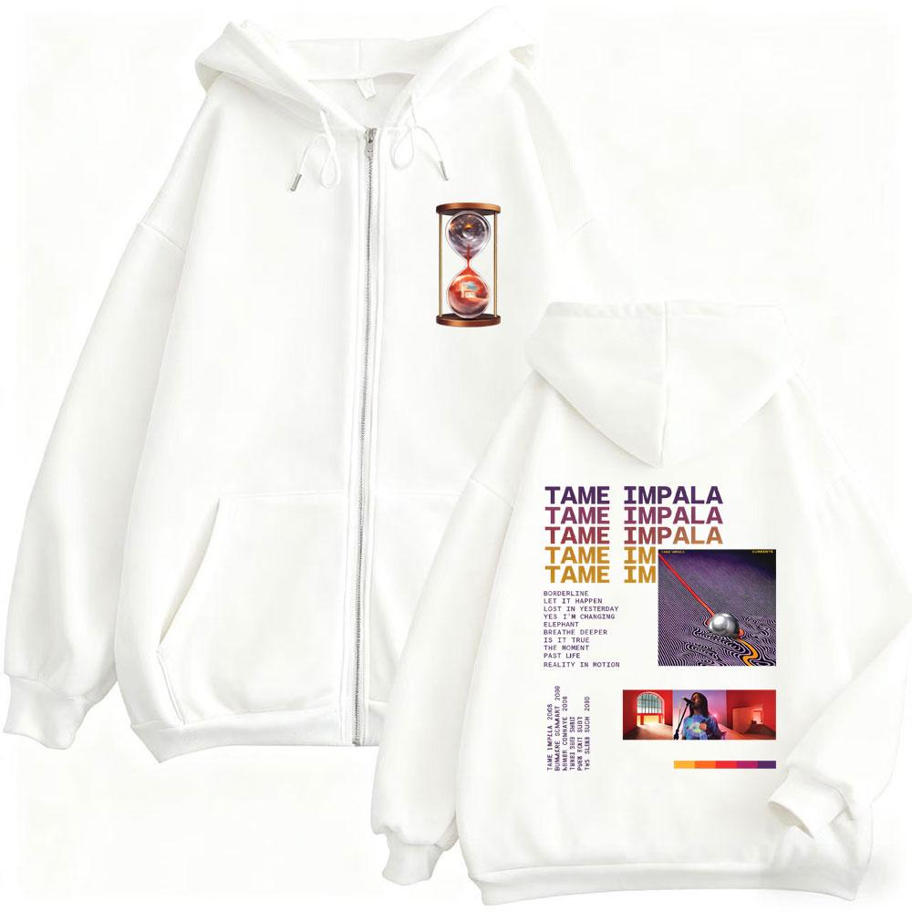 Rock Band Tame Impala Music Album Cover Graphic Zipper Hoodie Currents Print Zip Up Hoodies Men Women Fashion Oversized Jacket
