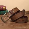 Belt Men's Retro Hand-Rub Color Distressed Pure Cowhide Leather Pin Buckle Fashion Trendy Korean Style Brass Buckle Belt