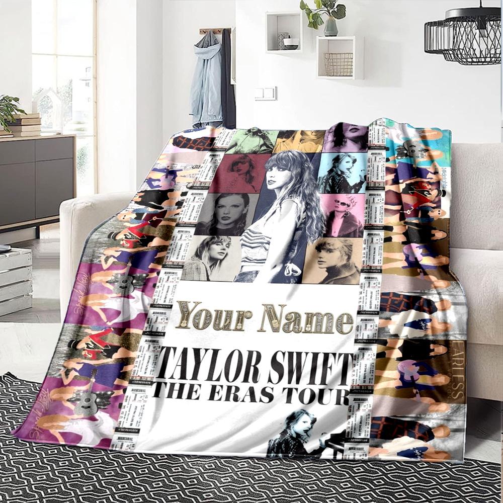 Name Custom Taylor Poster Print Flannel Blanket High Quality Warm Comfortable Cover for All Seasons Perfect for Gifts Home Decor