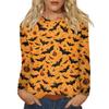 Women's Fashion Casual Halloween Printed Round Neck Long Sleeve Pullover Top