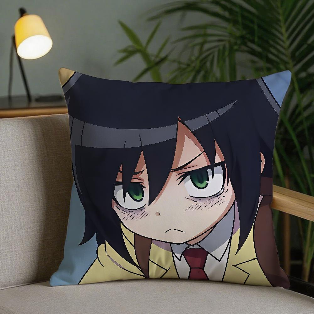 Anime Kuroki Tomoko Cute Pillow Case Square DoubleSided Printing Sofa Cushion Cover Pillowcase Bedroom Bedside