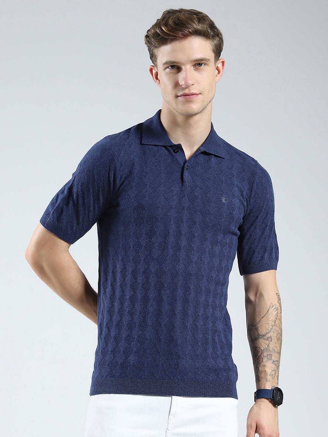 Monte Carlo Men Regular Fit Navy Blue Tshirt L темно-синий