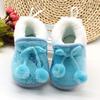 Newborn Baby Girls Cute Plus Cashmere Bownot Slippers Warm Cotton Wool Shoes
