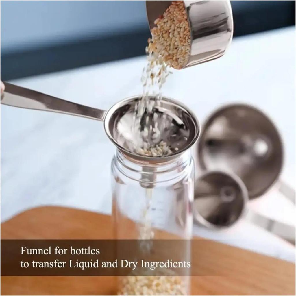 3pcs/set 304 Stainless Steel Funnels With Cleaning Brush, Set Of 4, Small Funnel Set For Transferring Essential Oils Liquid Fluid Spice D