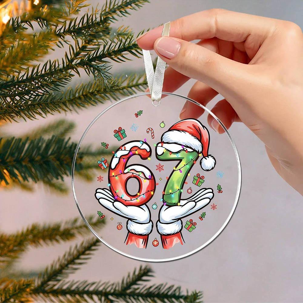 

Acrylic Christmas Tree Ornaments Santa Says Six Seven Xmas Hanging Decoration Xmas Atmosphere J
