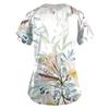 Women Fashion Spring And Summer Oil Painting Print V-neck Short Sleeve Workwear With Pockets Tops