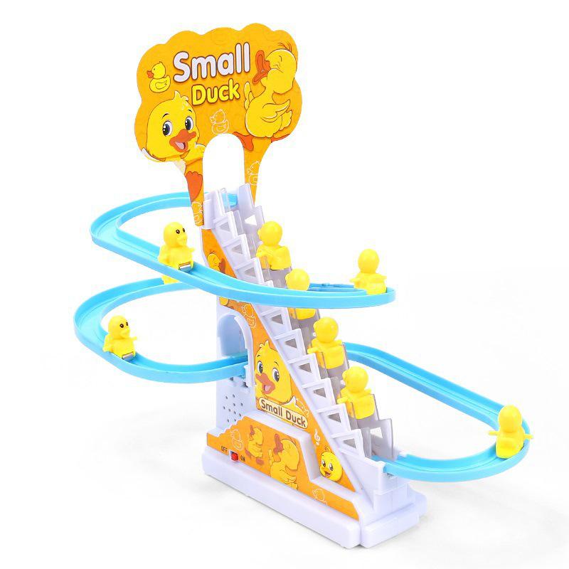 Automatic Stair Climbing Duck Educational Toy for Kids - Light & Sound Electric Track Slide