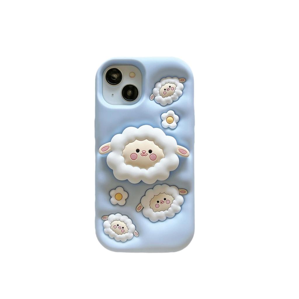 17Pro Little Lamb Drop-Proof 3D Apple Phone Case for iPhone 12/13/14 Pro - Japanese & Korean Style