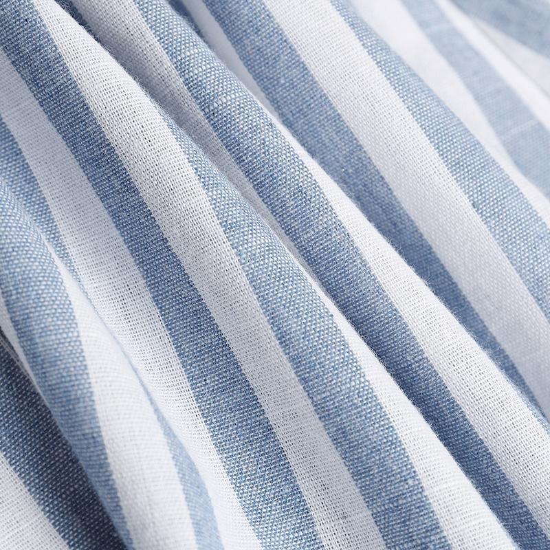 Dame Stripe Print Spring Summer 3/4 Ermer Turn-down Krage Lang skjortekjoler