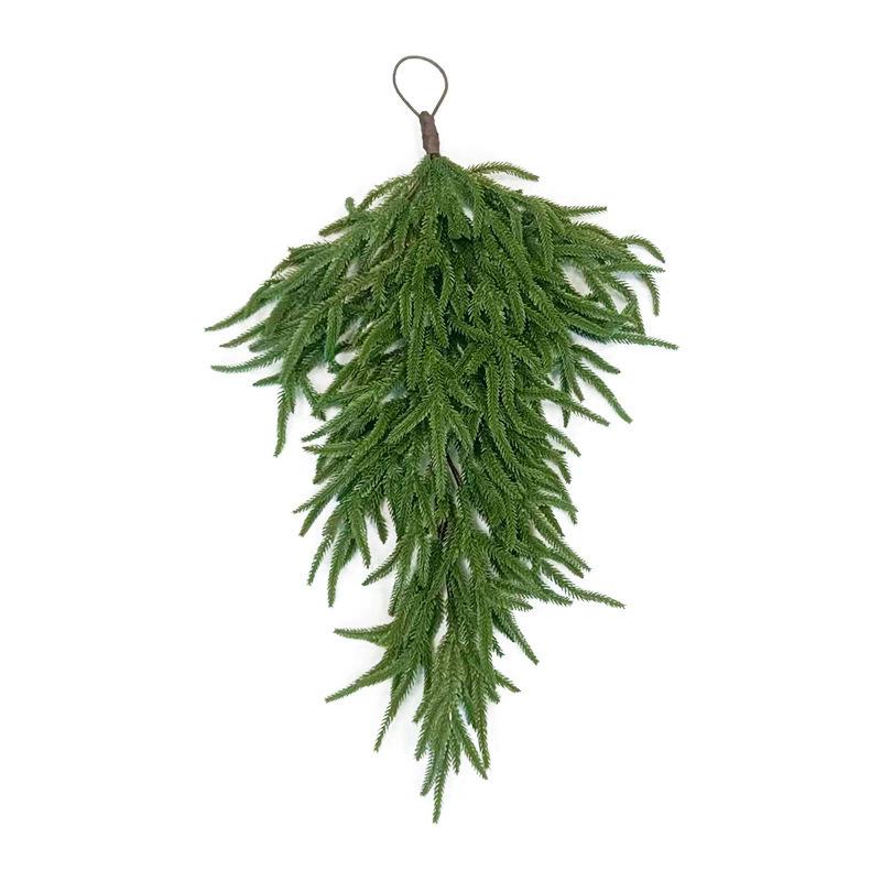 Festive Pine Needle Christmas Wreath: Green Plant Vine Decoration for Wall Hanging