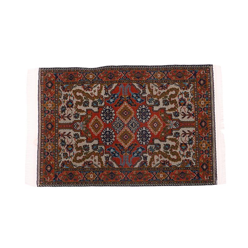 1:12 Dollhouse Miniature Handmade Woven Floor Mat Mini Floor Rug Cover Carpet Weaving Carpets Model Bedroom Home Furniture Decor