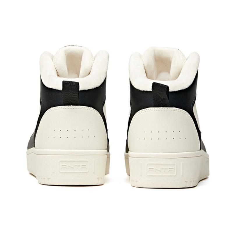 Anta Life Collection Coverage Warm Slip-Resistant Mid-Top Skateboard Shoes Men's White Black Sneakers 912046920-1