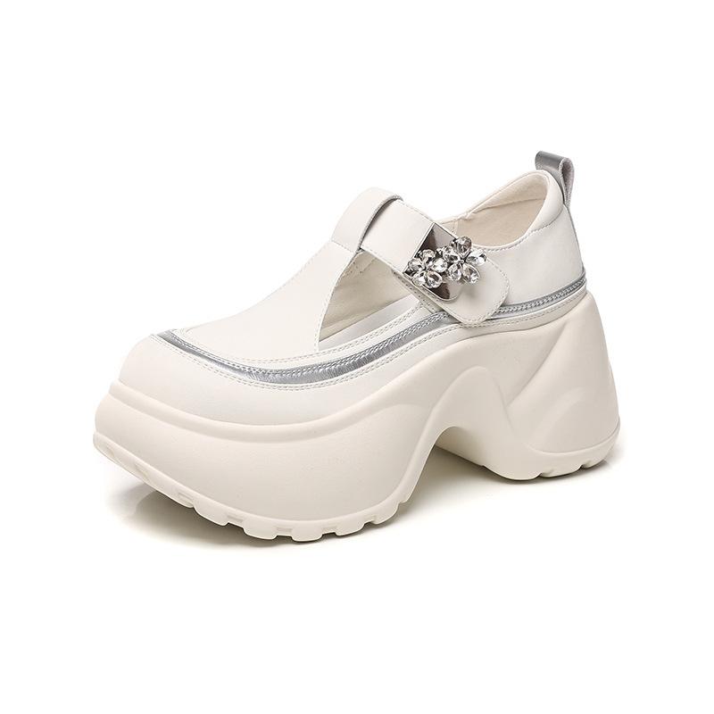 Velcro little white shoes autumn 2025 new sandals women's thick sole heightening hollow comfortable soft sole casual shoes