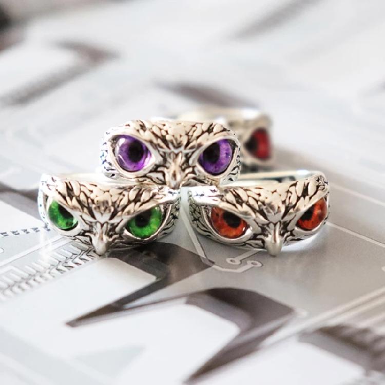 Fashion Vintage Cute Eyes Owl Ring For Men Women Open Rings Silver Color