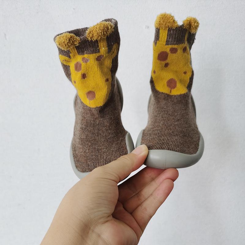 Spring-Autumn Cotton Cartoon Baby Floor Socks Shoes - Breathable Rubber Sole Toddler Shoes