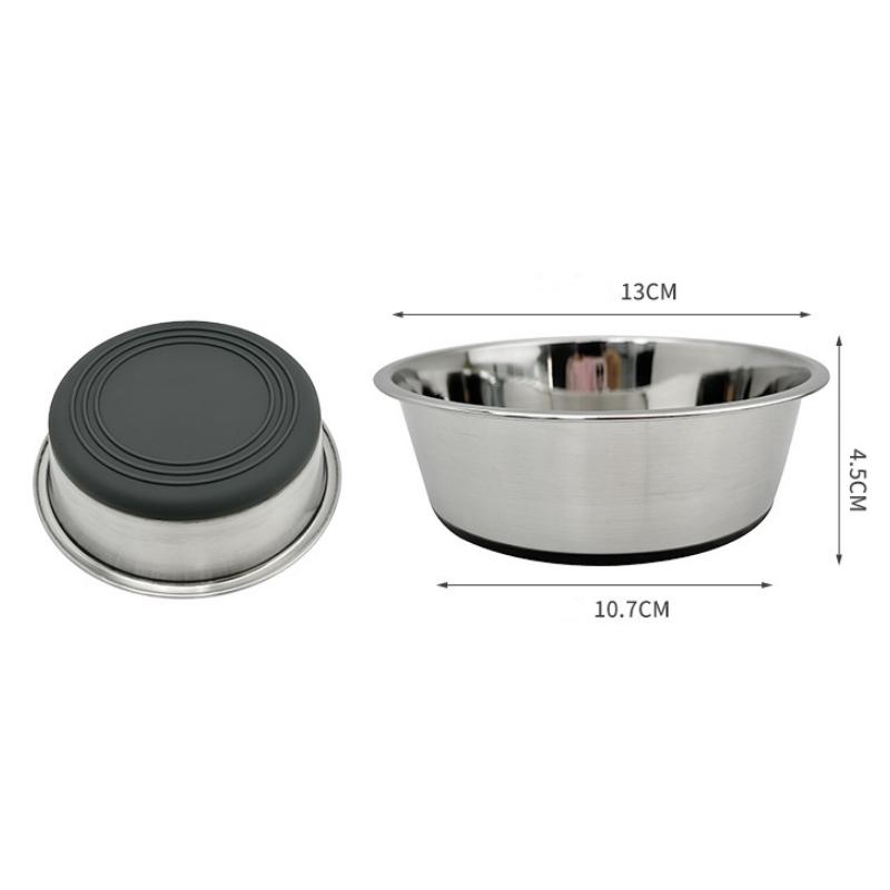14-26cm Large Capacity Silicone Non-slip Stainless Steel Dog Bowl Drop Resistant Pet Bowl Easy To Clean Dog Cat Feeder Bowl