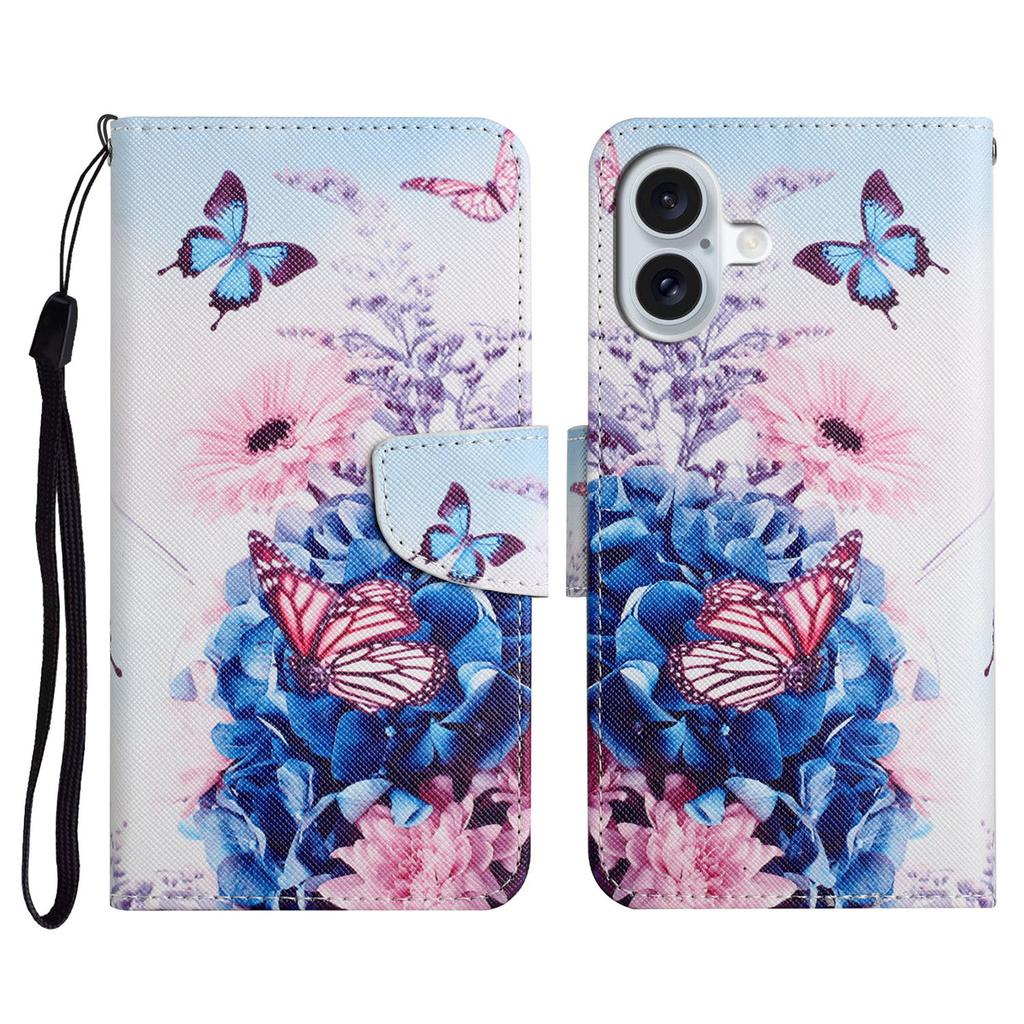 For iPhone 16 Case Pattern Printing Protective Leather Folio Phone Cover