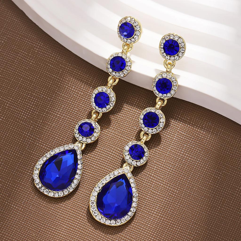 Boucles d'oreilles Goutte d'eau Style Français Vintage pour Femmes avec Détails Strass pour Soirée