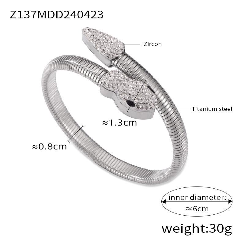 18K Gold Plated Zirconia Inlaid Titanium Steel Snake Head Tail Chain Bracelet