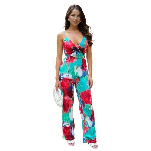 AX Paris Womens/Ladies Printed Waist Tie Spaghetti Strap Jumpsuit