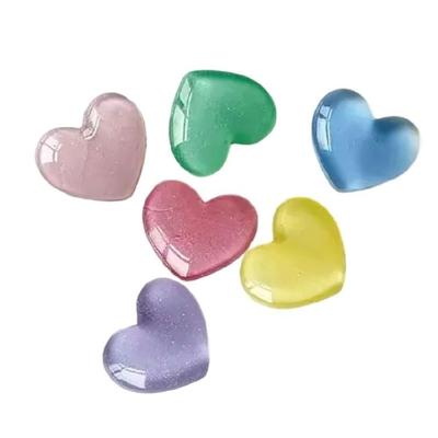 6pcs Glittering  Colorful Heart Shape Decorative Magnets Stickers With Powerful Grip For Photos And Note On Fridge Door
