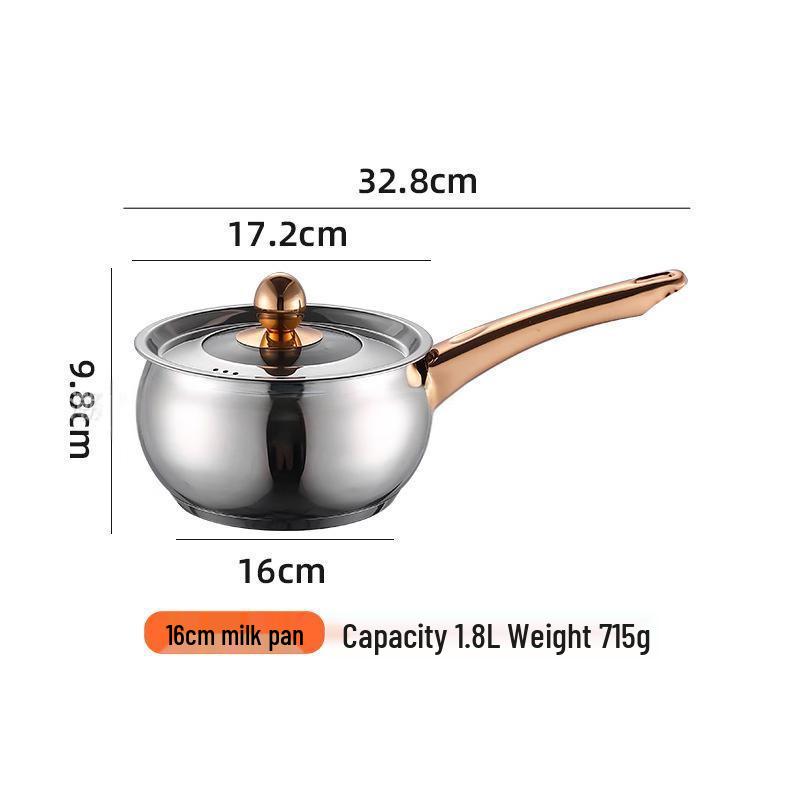 ZISIZ 16cm Double-Handle Golden Milk Pot