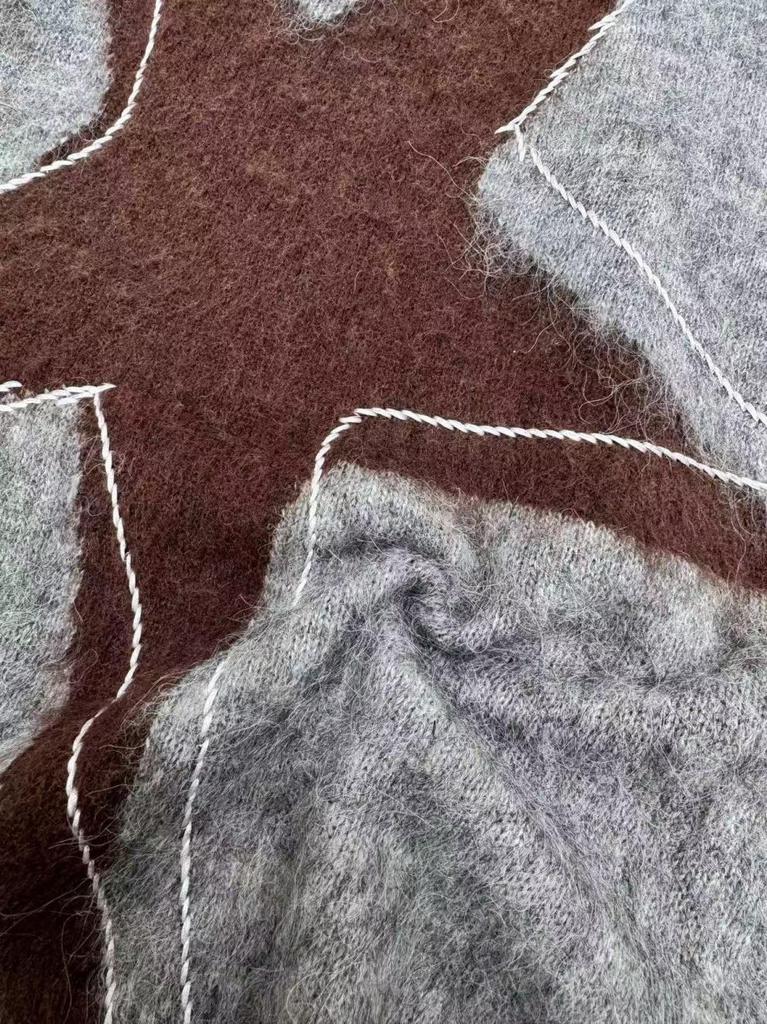 European High-Quality Star & Moon Mohair Knit Sweater - Loose, Versatile, and Stylish