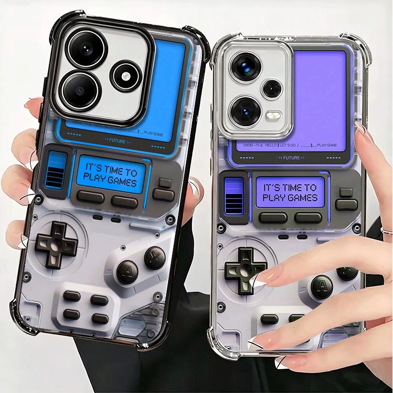 Game Console Fashion Boy Plating Phone Case For Xiaomi Redmi Note 14 15 Pro Plus 13 12 11 11S 11T 10 9S 9 5G Anti-Fall Airabag C
