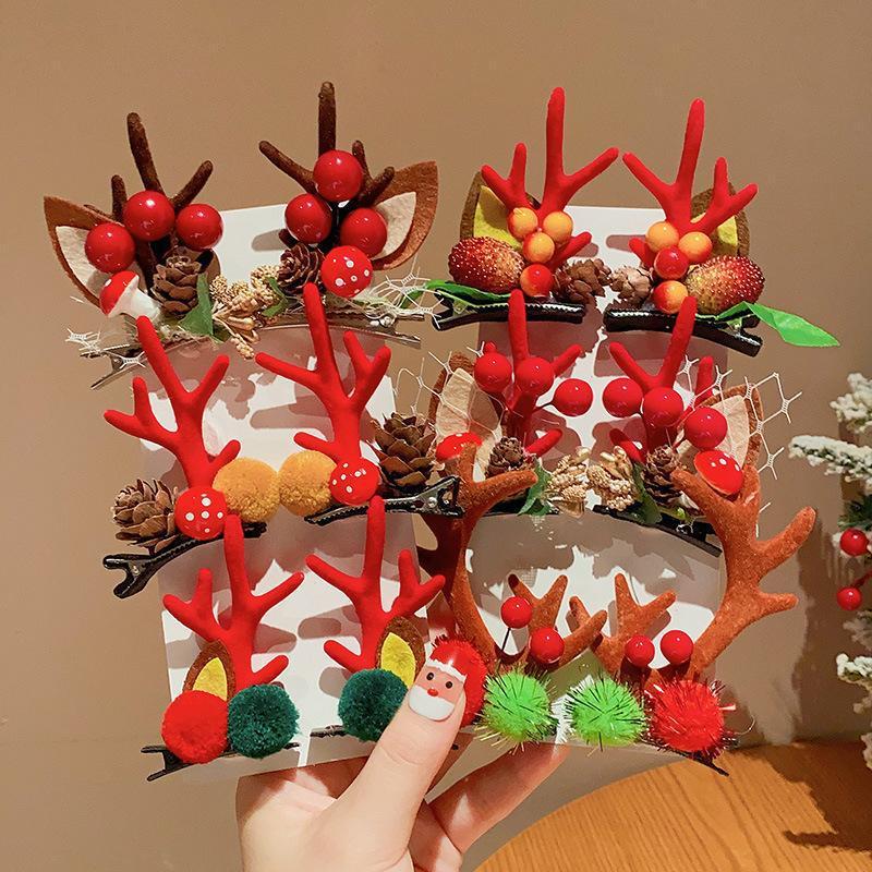 Festliche 2025 Geweih Haarspangen - Niedlicher Rentier Kopfschmuck & Haarnadeln für Weihnachten
