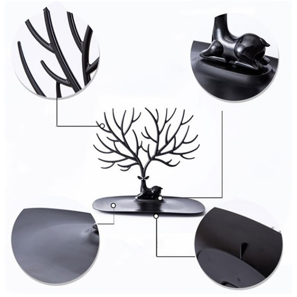 Black White Pink Rose Red Deer Earrings Necklace Ring Pendant Bracelet Jewelry Cases&Display Stand Tray Tree Storage Holder Rack