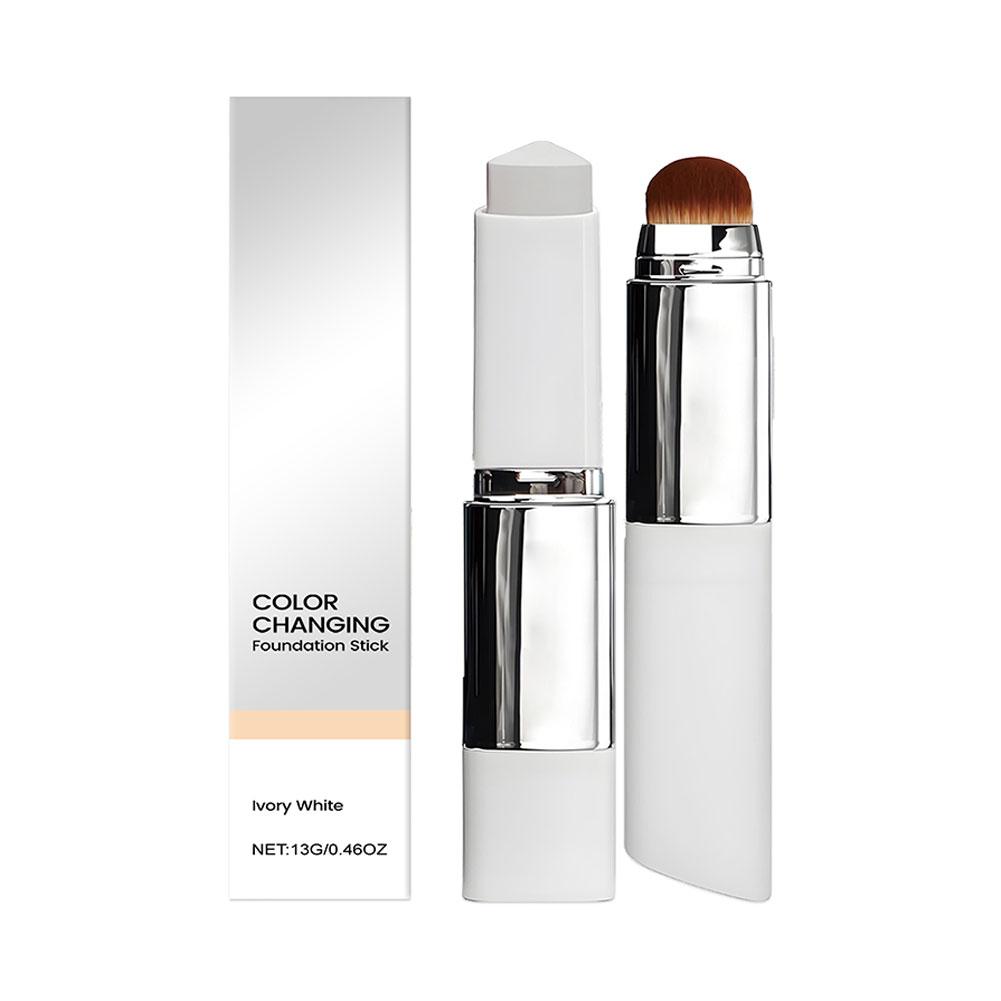 2-in-1 Color-Changing Foundation Stick Liquid Lightweight Moisturizing Brightening Foundation Color Changing For All Skin Types