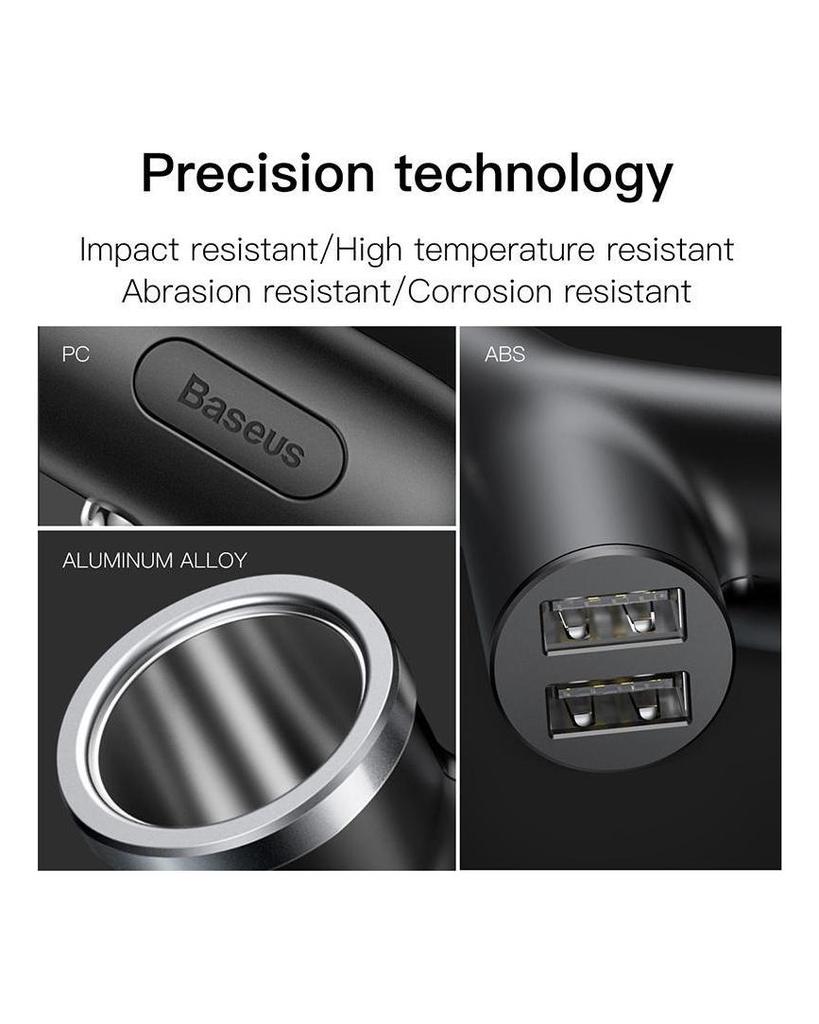 Baseus ორმაგი USB პორტი გაფართოებული მანქანის დამტენი