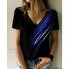 Summer New Women's T-shirt 3D Elegant Atmosphere V-neck Short Sleeve Shirt Fashion Women's T-shirt Clothing Y2k Women's T-shirt